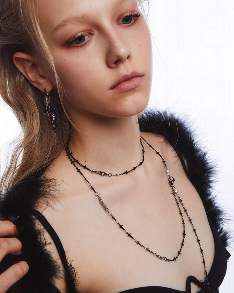 Raven Cross Layer Necklace