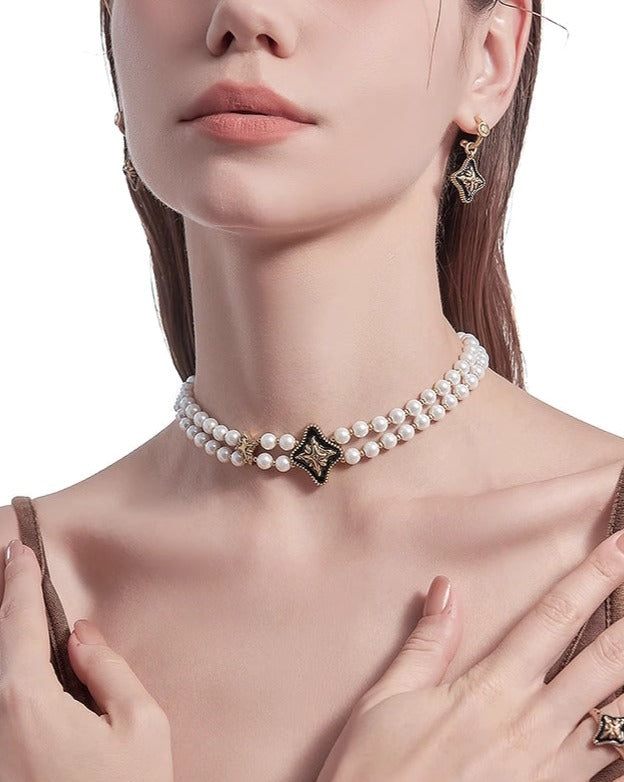 Nostalgia Retro Choker & Earrings