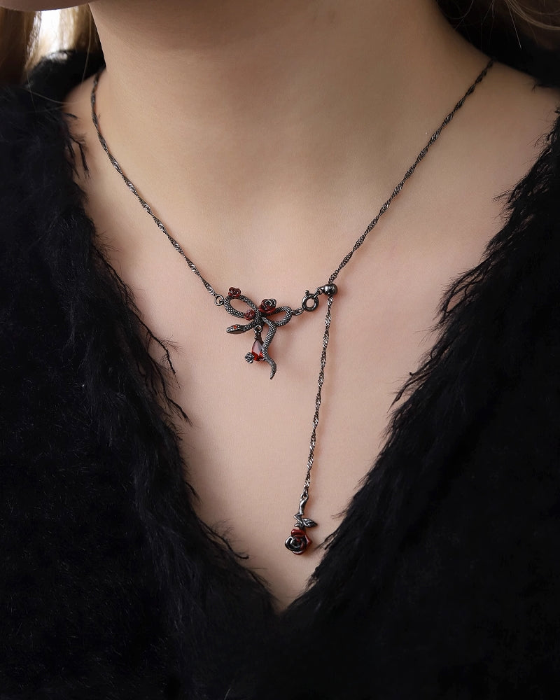 Snake Dance Rose Tassel Necklace 02