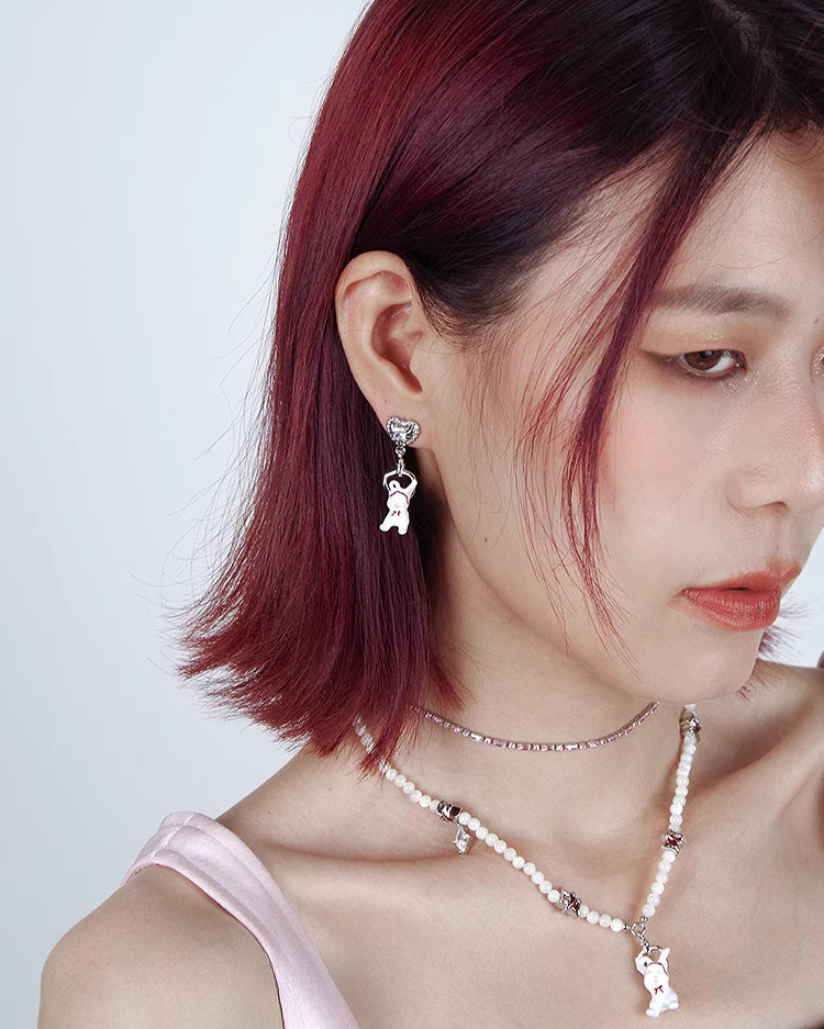 Rabbit With Red Bandana Love Earrings