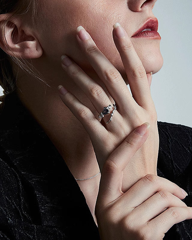 Lunar Eclipse Stone Misaligned Water Drop Ring