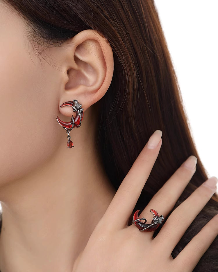 Rose Crescent Moon Earrings