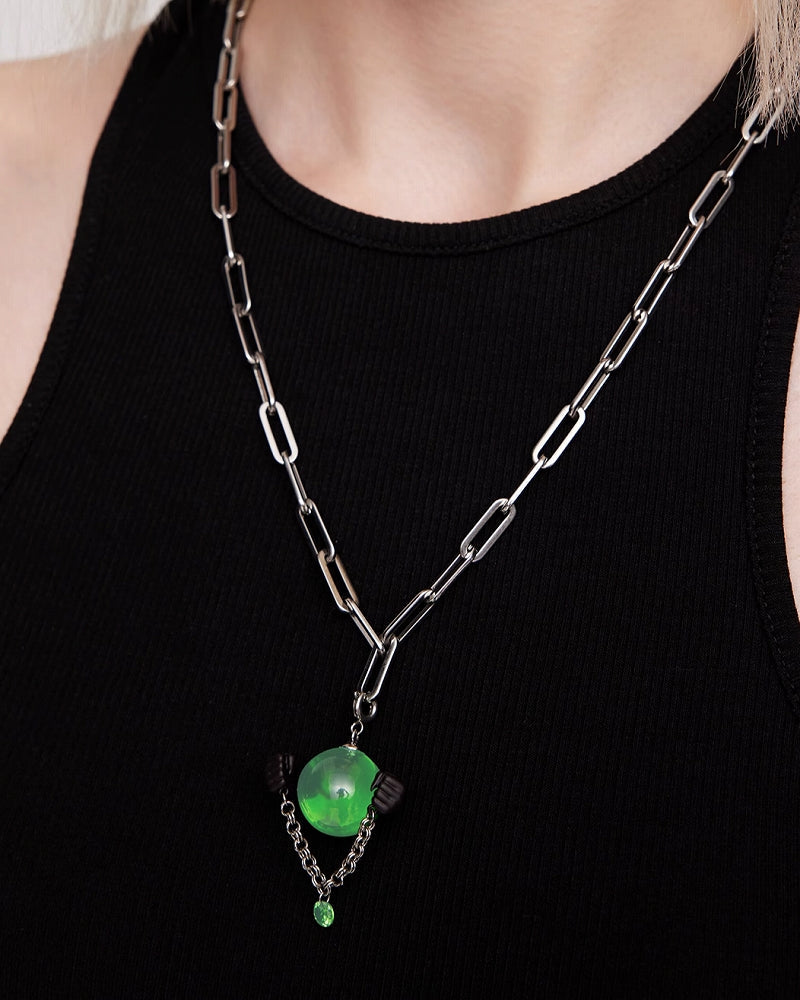 Black Gloves Crystal Ball Necklace
