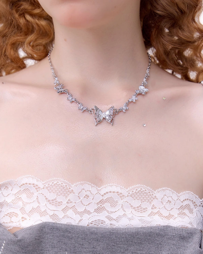 White Butterfly Necklace