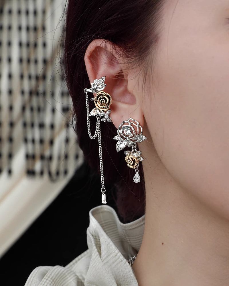 Sunset Rose Asymmetrical Earrings