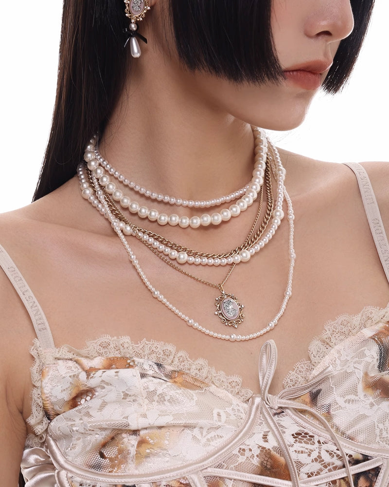 Picture Frame Retro Multi Layer Necklace