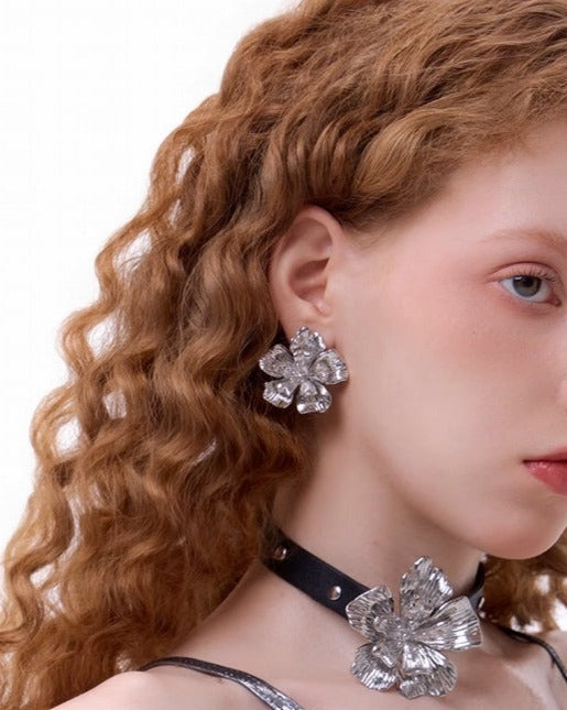 Liquid Metal Flower Earrings