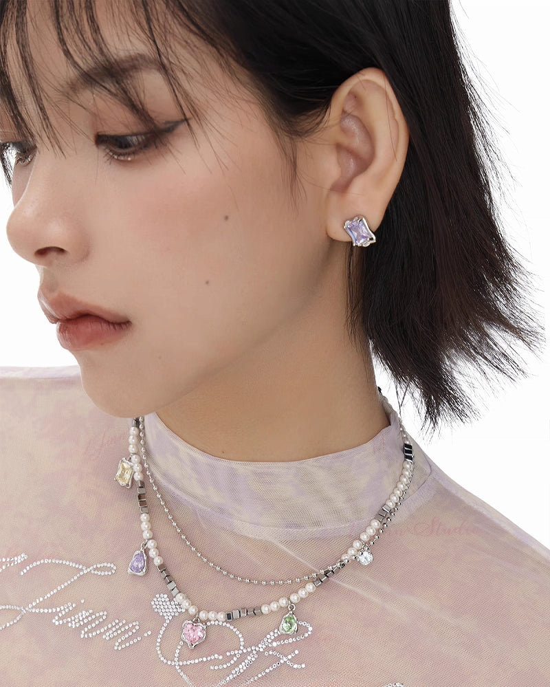 Small Purple Zirconia Earrings