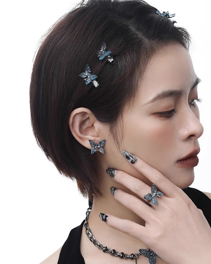 Ice Blue Butterfly Earrings