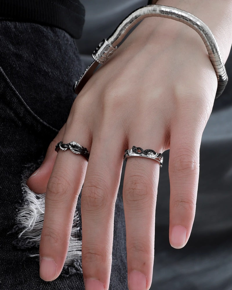 Twin Snake Cross Open Ring