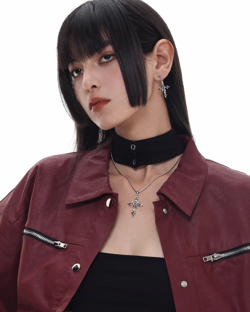 Punk Butterfly Cross Earrings