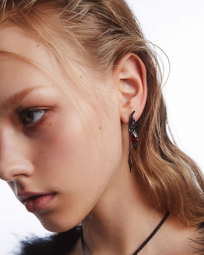 Raven Wings of Evil Tassel Earrings