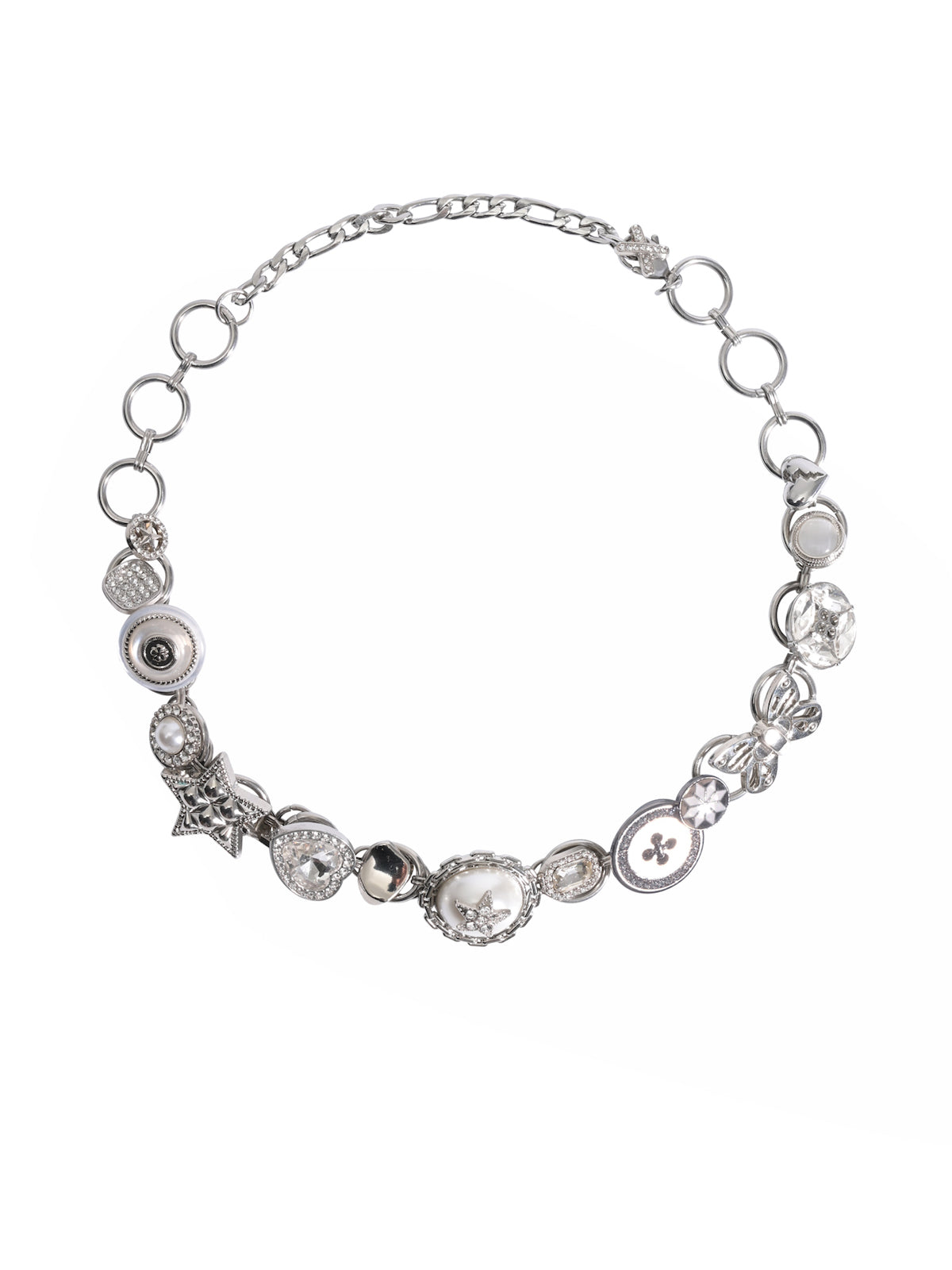 Silver Button Necklace