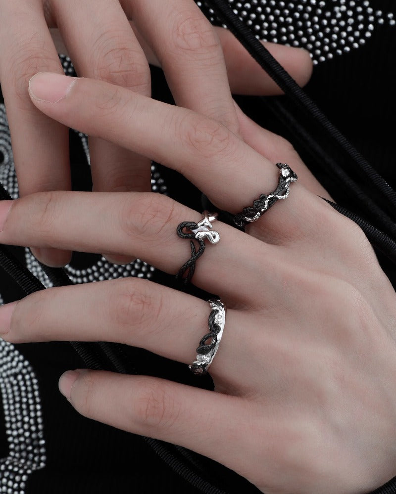 Twin Snake Cross Open Ring