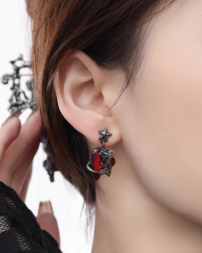 Red Love Rose Earrings