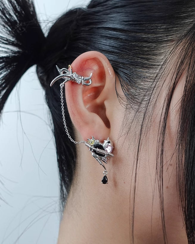 Seal Heart Lock Love Cuff & Earrings