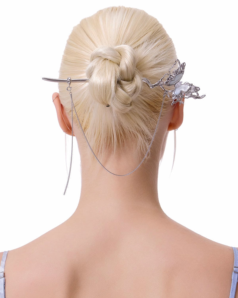 White Butterfly Tassel Hairpin