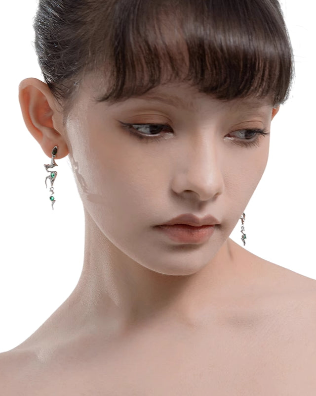 Snake Dance Asymmetric Long Earrings