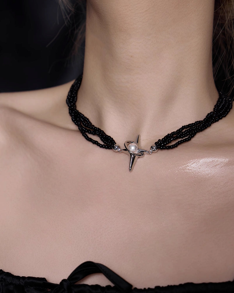 Vintage Pearl Star Layer Necklace