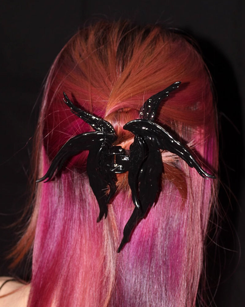 Crow Angel Wing Black Hair Clip