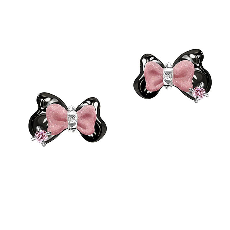 Black ＆ Pink Bow Earrings